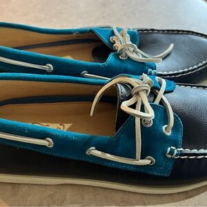 Sperry Blue and Navy Boat Shoes Gold Cup Men 13
